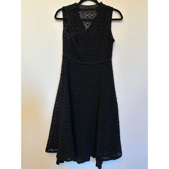 ANTHROPOLOGIE BLACK CROCHET LACE EVELYN MIDI DRESS BY MEADOW RUE Size 2 - Picture 6 of 9